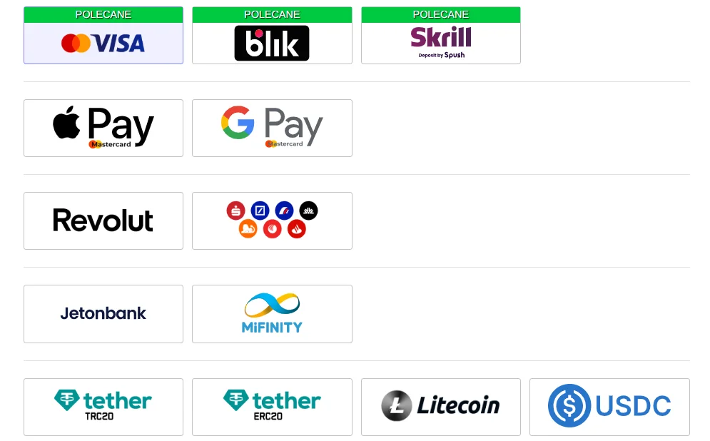 Metody płatności w Beep Beep Casino